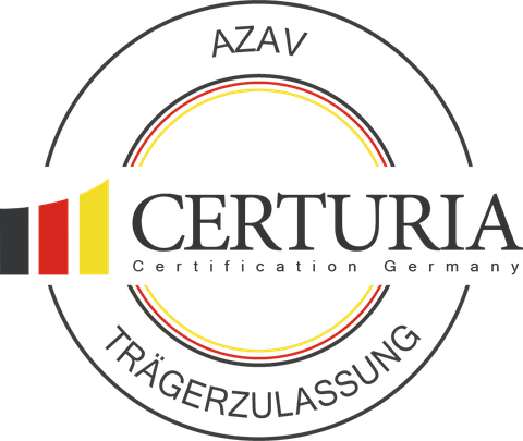 AZAV-Trägerzulassung, ausgestellt von CERTURIA Certification Germany