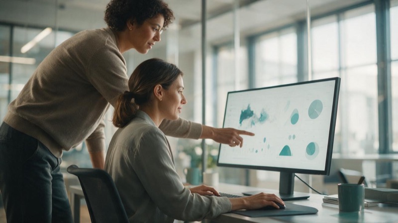 CRM Manager wertet Vertriebsdaten am Bildschirm aus