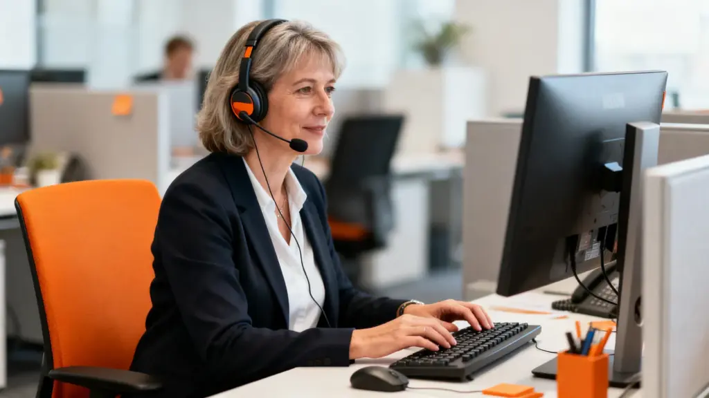 After Sales Managerin kümmert sich um eine Kundenanfrage
