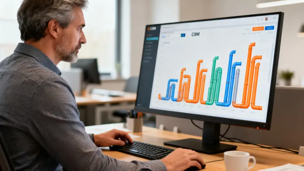 CRM Manager richtet ein CRM-System am Bildschirm ein