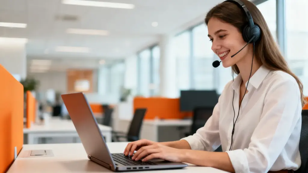 Sales Development Representative führt ein Gespräch mit Headset