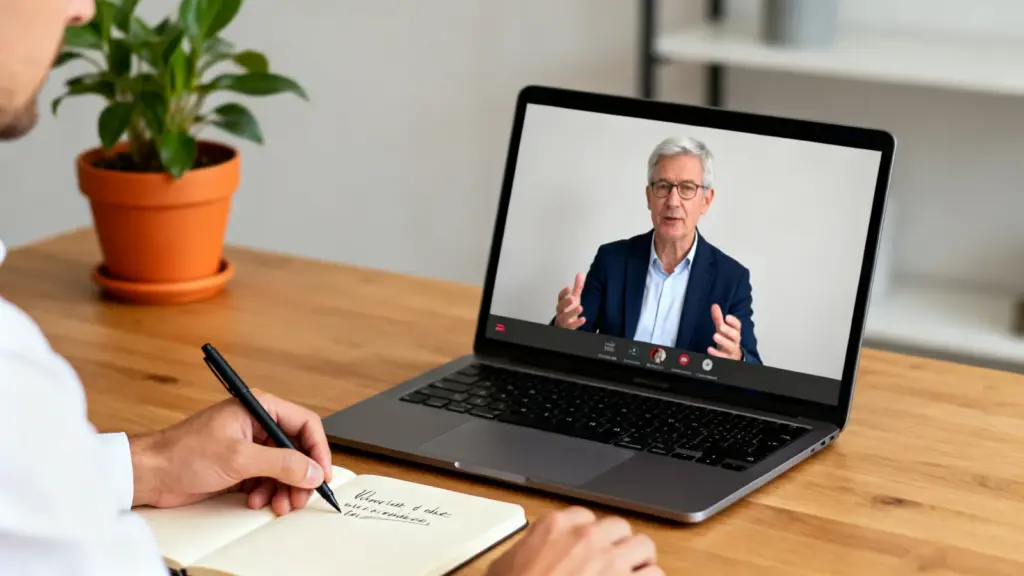 Teilnehmer lernt in einem Online-Kurs die Grundlagen für die Salesforce-Zertifizierung