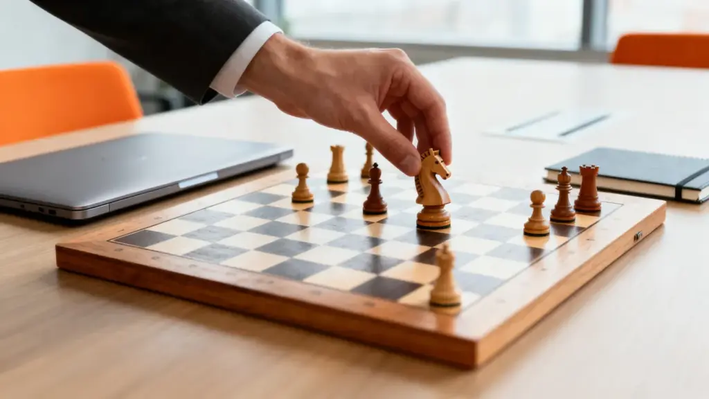 Schachfigur auf einem Schachbrett als Sinnbild für Strategie und Taktik im Vertrieb